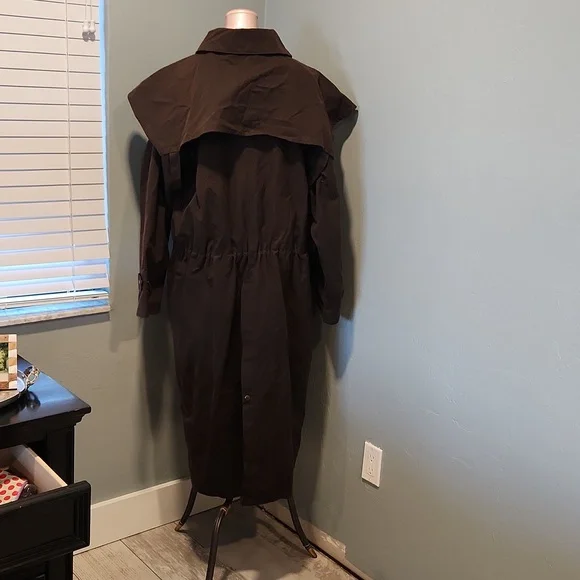 Jacket Winter Outback Trading Dark Brown Oilskin Duster Low Rider Men Western Lg - Picture 4 of 8